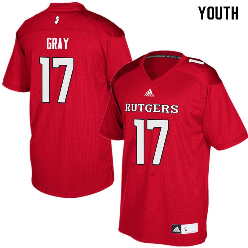 Youth #17 K.J. Gray Rutgers Scarlet Knights College Football Jerseys Sale-Red